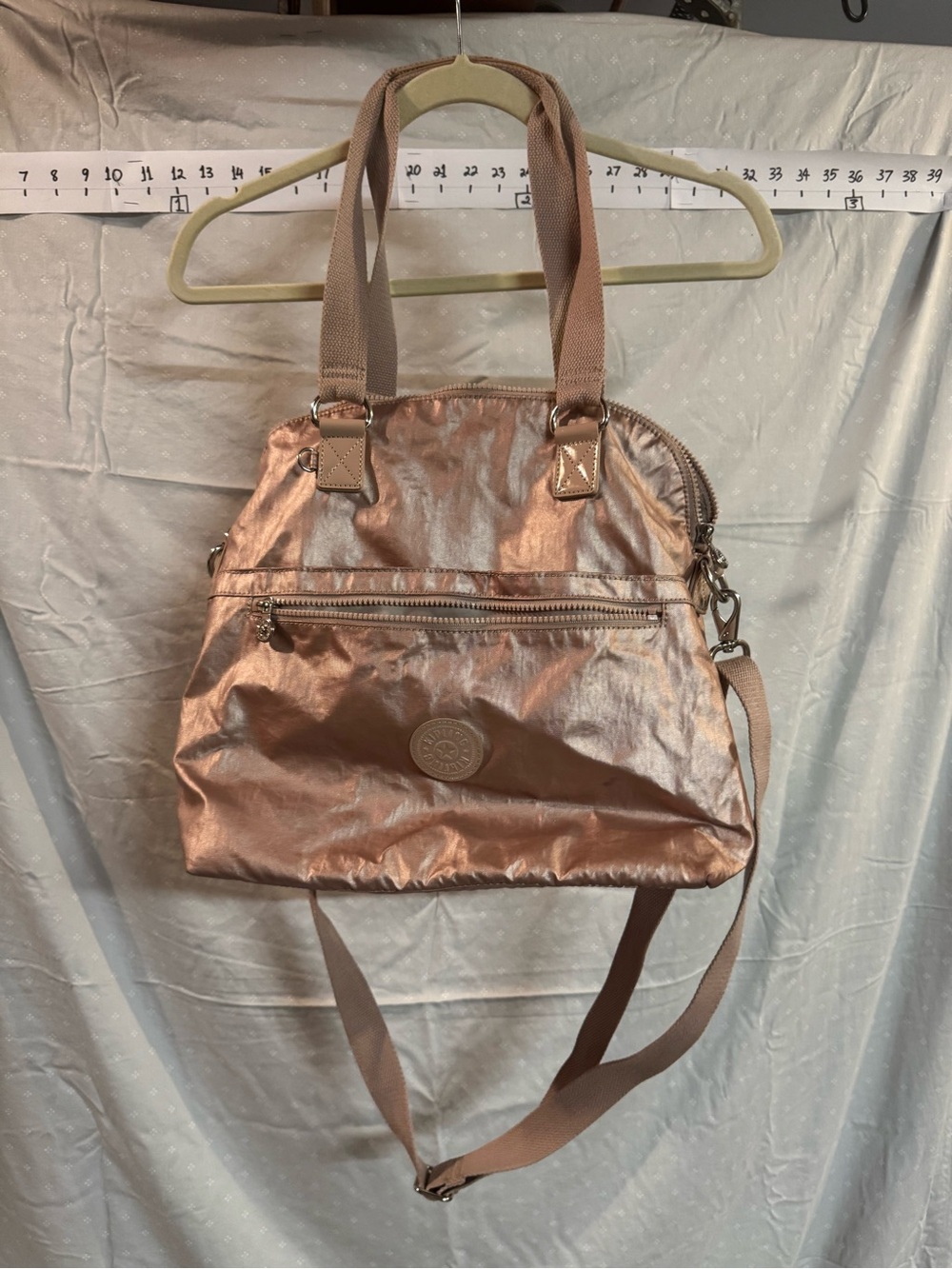 Kipling Metallic Rose Tote Bag with Removable Strap